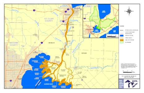 St. Clair River / Harsens Island / Lake Saint Clair / Algonac /  Michigan / Walpole Island / Saint Clair / Great Lakes / Port Huron /  Michigan / Lake Huron / Geography of Michigan / Canada–United States border / Michigan