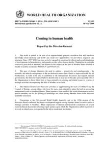 WORLD HEALTH ORGANIZATION FIFTY-THIRD WORLD HEALTH ASSEMBLY Provisional agenda item[removed]A53[removed]May 2000