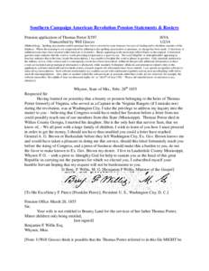 Southern Campaign American Revolution Pension Statements & Rosters Pension application of Thomas Porter X597 Transcribed by Will Graves f6VA[removed]