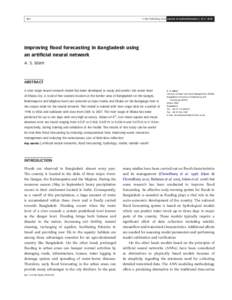 Q IWA Publishing 2010 Journal of Hydroinformatics | 12.3 | Improving flood forecasting in Bangladesh using an artificial neural network