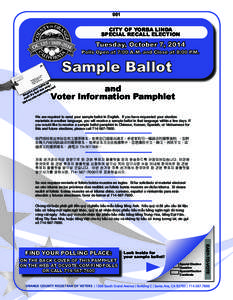 001  CITY OF YORBA LINDA SPECIAL RECALL ELECTION  Tuesday, October 7, 2014