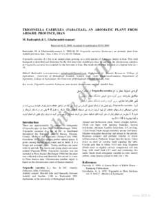 TRIGONELLA CAERULEA (FABACEAE), AN AROMATIC PLANT FROM ARDABIL PROVINCE, IRAN M. Badrzadeh & L. Ghafarzadeh-namazi