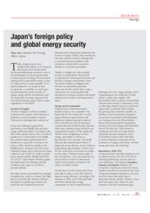 RESOURCES Energy Japan’s foreign policy and global energy security Taro Aso, Minister for Foreign