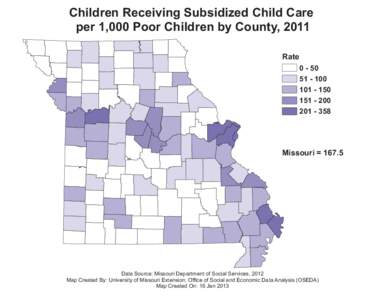 Children Receiving Subsidized Child Care per 1,000 Poor Children by County, 2011 Rate[removed]