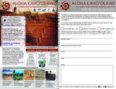 ALOHA KAHOʻOLAWE  ALOHA KAHOʻOLAWE A Campaign to Continue Restoration of & Access to Kahoʻolawe