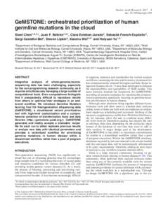 Nucleic Acids Research, doi: nar/gkx398 GeMSTONE: orchestrated prioritization of human germline mutations in the cloud 4