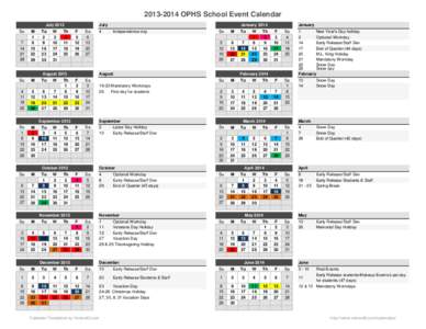 School Event Calendar Template