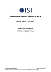 INDEPENDENT SCHOOLS INSPECTORATE BRITISH SCHOOLS OVERSEAS INSPECTION REPORT ON BRITISH SCHOOL OF PARIS