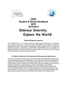 ISGR Student & Parent Handbook MYPEmbrace Diversity,