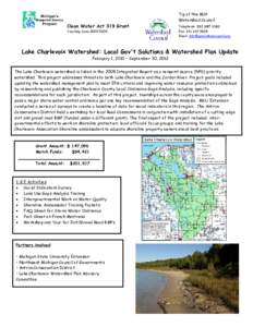 Lake Charlevoix Watershed: Local Government Solutions & Watershed Plan Update