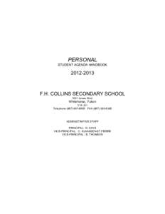 PERSONAL STUDENT AGENDA HANDBOOK[removed]F.H. COLLINS SECONDARY SCHOOL