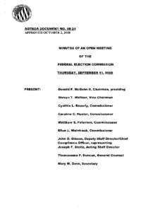 AGENDA DOCUMENT NO. 08·24  APPROVED OCTOBER 2, 2008 MINUTES OF AN OPEN MEETING