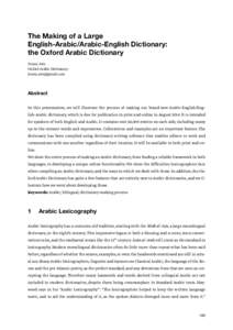 The Making of a Large English-Arabic/Arabic-English Dictionary: the Oxford Arabic Dictionary Tressy Arts Oxford Arabic Dictionary 