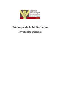 Catalogue de la bibliothèque Inventaire général fiches.1 - Etat complet  BOUIS Régis