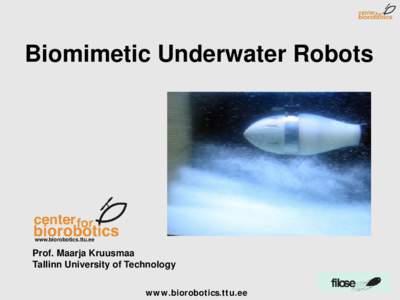 Biomimetic Underwater Robots  www.biorobotics.ttu.ee Prof. Maarja Kruusmaa Tallinn University of Technology