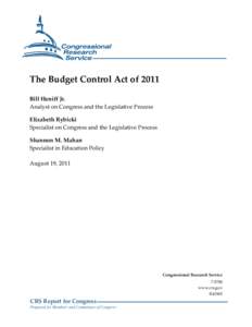 The Budget Control Act of 2011