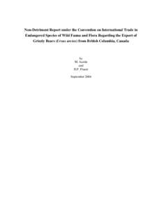 Non-Detriment Report under the Convention on International Trade in Endangered