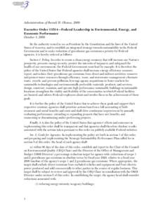 Council on Environmental Quality / Environmental policy in the United States / Executive Office of the President of the United States / National Environmental Policy Act / United States Environmental Protection Agency / Fleet vehicle / Government Performance and Results Act / Executive Order 13514 / Environmental impact assessment / Environment / Impact assessment / Prediction
