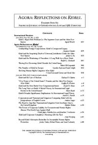 AGORA: REFLECTIONS ON KIOBEL Excerpts from the AMERICAN JOURNAL OF INTERNATIONAL LAW and AJIL UNBOUND International Decision