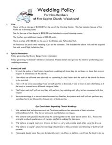 Wedding Policy For Non-Members of First Baptist Church, Woodward I.  Cost