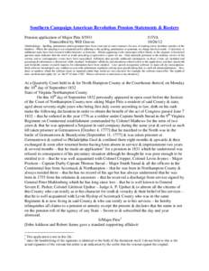 Southern Campaign American Revolution Pension Statements & Rosters Pension application of Major Pitts S5931 Transcribed by Will Graves f15VA[removed]