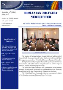 November 19th, 2012 Issue no. 7 ROMANIAN MILITARY NEWSLETTER