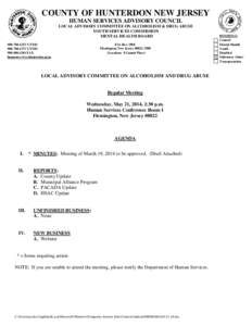 COUNTY OF HUNTERDON NEW JERSEY HUMAN SERVICES ADVISORY COUNCIL LOCAL ADVISORY COMMITTEE ON ALCOHOLISM & DRUG ABUSE YOUTH SERVICES COMMISSION MENTAL HEALTH BOARD[removed]V/TDD