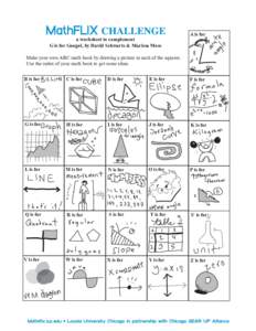 a worksheet to complement G is for Googol, by David Schwartz & Marissa Moss A is for  Make your own ABC math book by drawing a picture in each of the squares.