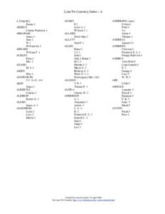 Lone Fir Cemetery Index—A A [illegible] Emma 1 ABERLY Charles Frederick 1 ABRAHAM