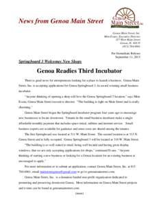 News from Genoa Main Street Genoa Main Street, Inc. Mim Evans, Executive Director 327 West Main Street Genoa, IL[removed]6961