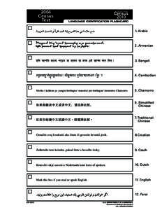 2004 Census Test 2010 LANGUAGE IDENTIFICATION FLASHCARD