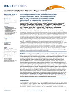 PUBLICATIONS Journal of Geophysical Research: Biogeosciences RESEARCH ARTICLE[removed]2013JG002553 Special Section: Experiment-Model Integration