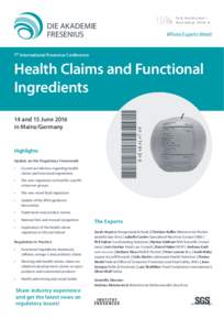 Food and drink / Nutrition / Health / Food science / Personal life / Food law / Health claim / Food safety / Functional food / Nutraceutical / Fresenius / Novel food