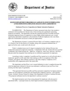 FOR IMMEDIATE RELEASE TUESDAY, DECEMBER 21, 2010 WWW.JUSTICE.GOV AT[removed]