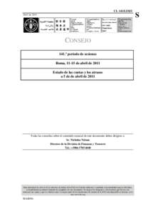 CL 141/LIM/1 Abril de 2011 CONSEJO 141.º período de sesiones Roma, 11-15 de abril de 2011