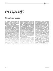 Corners  News from ecopa The European Consensus-Platform for Alternatives – ecopa – welcomes the opportunity to inform ALTEX readers of our activities in a regular corner.