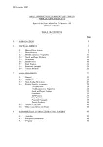 18 November[removed]JAPAN - RESTRICTIONS ON IMPORTS OF CERTAIN AGRICULTURAL PRODUCTS Report of the Panel adopted on 2 February[removed]L[removed]35S/163)