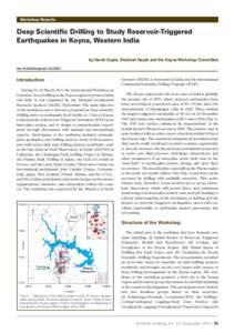 :RUNVKRS5HSRUWV  Deep Scientific Drilling to Study Reservoir-Triggered Earthquakes in Koyna, Western India by Harsh Gupta, Shailesh Nayak and the Koyna Workshop Committee doi:iodp.sd