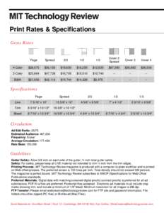 Print Rates & Specifications Gross Rates Page  Spread