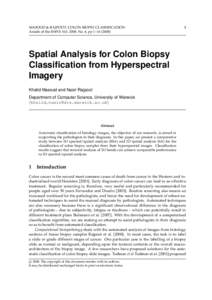 MASOOD & RAJPOOT: COLON BIOPSY CLASSIFICATION Annals of the BMVA Vol. 2008, No. 4, pp 1–Spatial Analysis for Colon Biopsy
