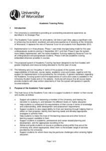 Academic Tutoring Policy 1 Introduction  1.1