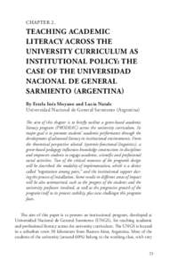 CHAPTER 2.  TEACHING ACADEMIC LITERACY ACROSS THE UNIVERSITY CURRICULUM AS INSTITUTIONAL POLICY: THE