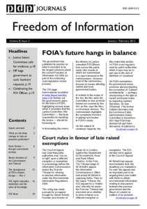 Freedom of Information journal - Volume 8, Issue 3 (Jan/Feb 2012 http://www.pdpjournals.com )