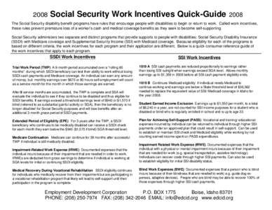 2008  Social Security Work Incentives Quick-Guide 2008