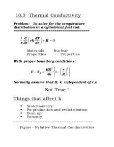 10.3 Thermal Conductivity Problem: To solve for the temperature distribution in a cylindrical fuel rod.