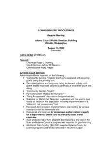 COMMISSIONERS’ PROCEEDINGS Regular Meeting Adams County Public Services Building Othello, Washington August 11, 2010 (Wednesday)