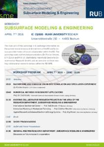 RUHR UNIVERSITY BOCHUM  RESEARCH DEPARTMENT Subsurface Modeling & Engineering WORKSHOP: