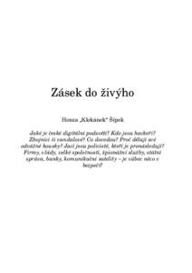 Zásek do živýho Honza „Klokánek“ Šípek Jaké je cˇ eské digitální podsvˇetí? Kdo jsou hackeˇri? Zbojníci cˇ i vandalové? Co dovedou? Proˇc dˇelají své odvážné kousky? Jací jsou policisté, kte