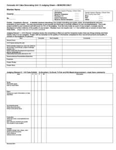 Colorado 4-H Cake Decorating Unit 1 Judging Sheet