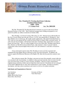 Weyhing Coll. HJD[removed]www.gphistorical.org  Mrs. Winnifred M. Weyhing Real Estate Collection